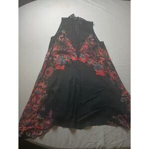 Intimately Free People Masha Black Sheer Lace Printed Swing XS Dress